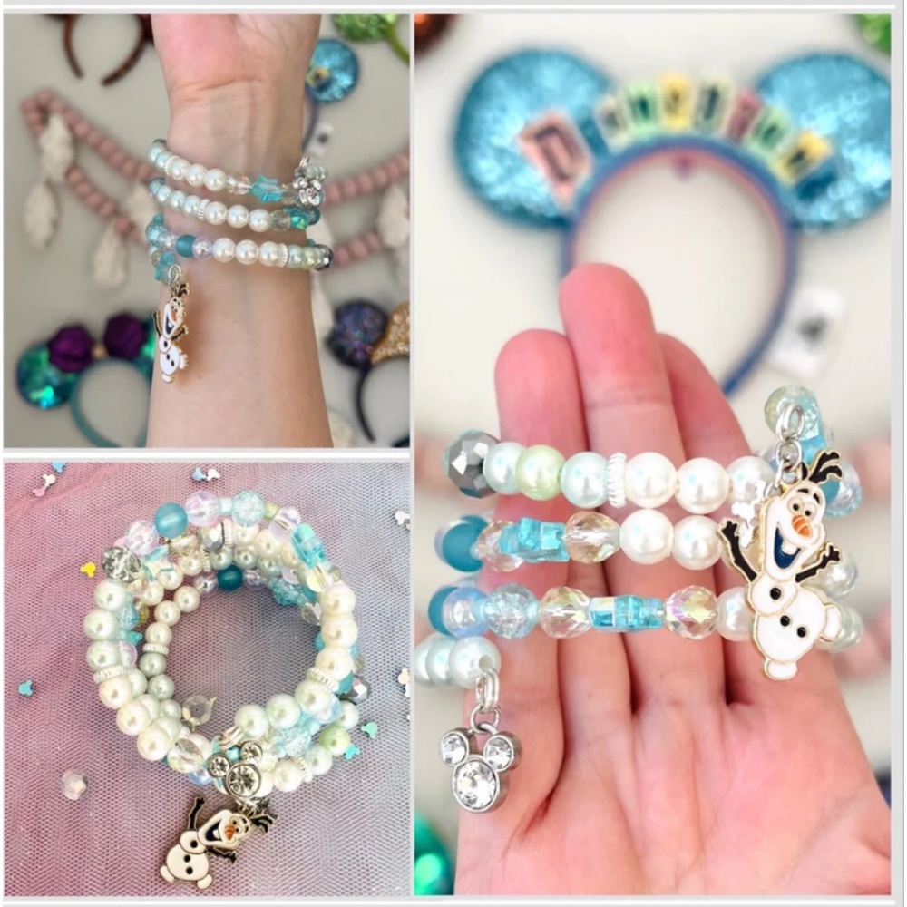 🩵❄️ Olaf frozen Disney bracelet wrapped beaded handmade charm bracelet